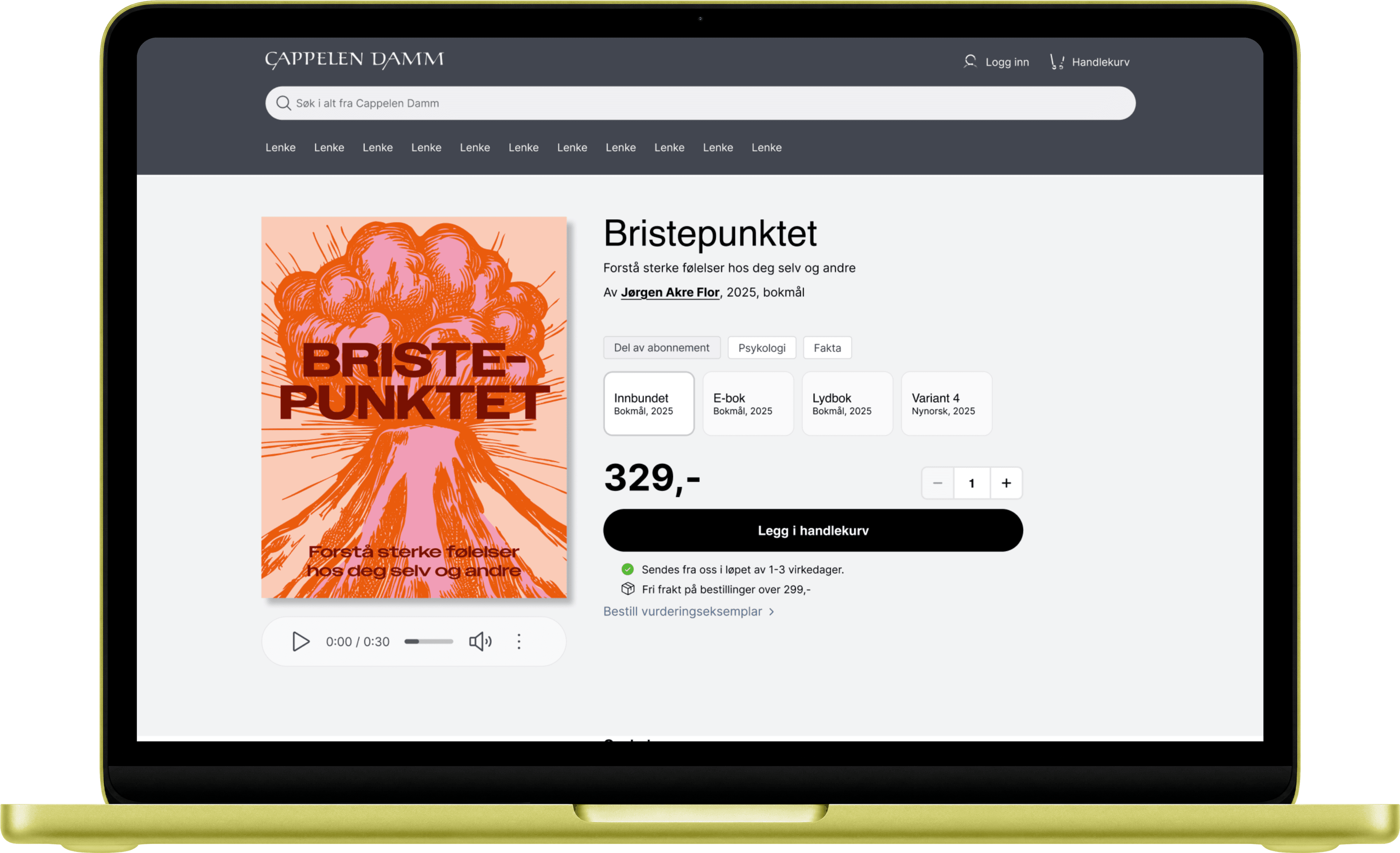 Cappelen Damm webshop on desktop