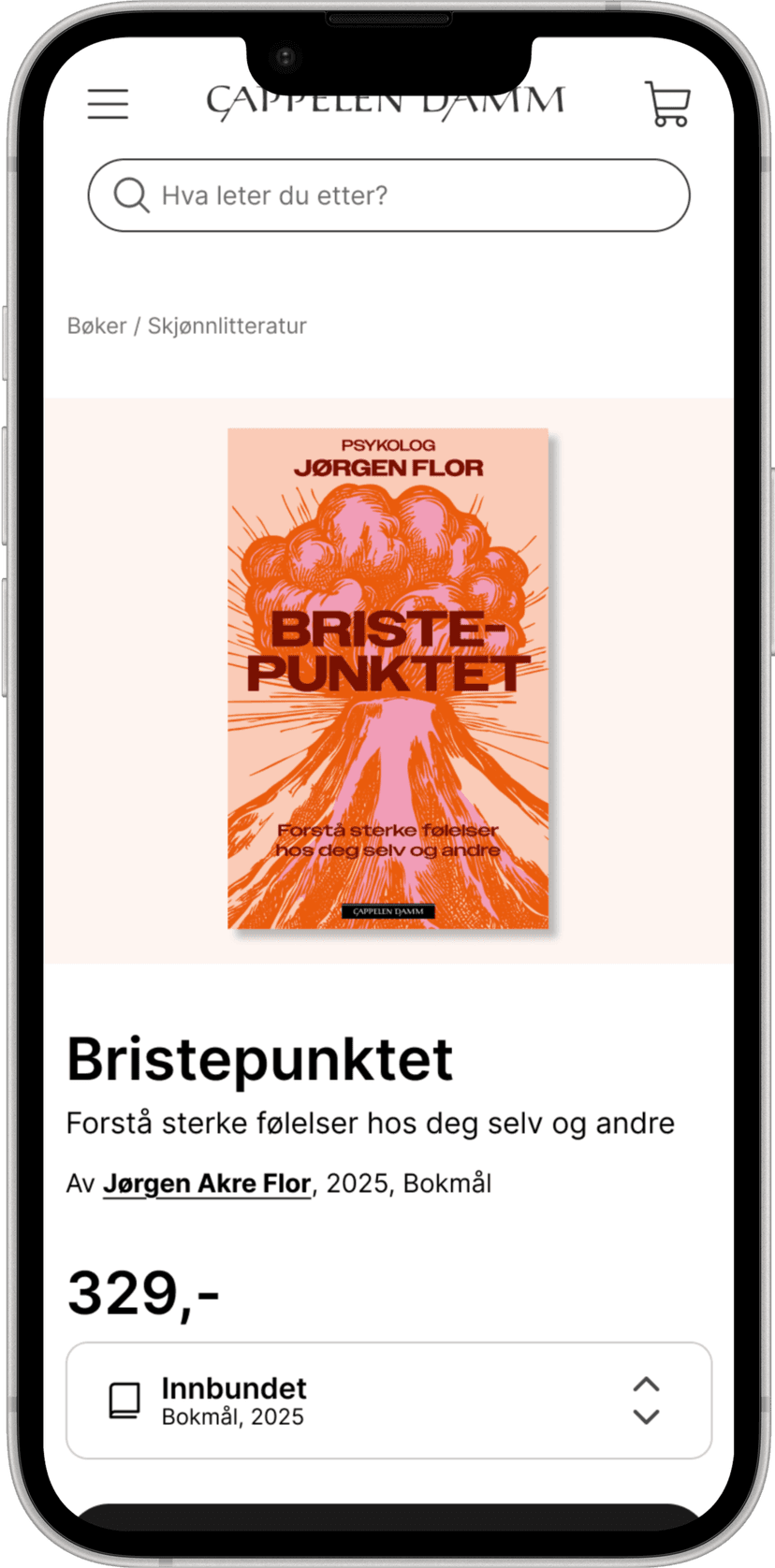 Cappelen Damm webshop on mobile