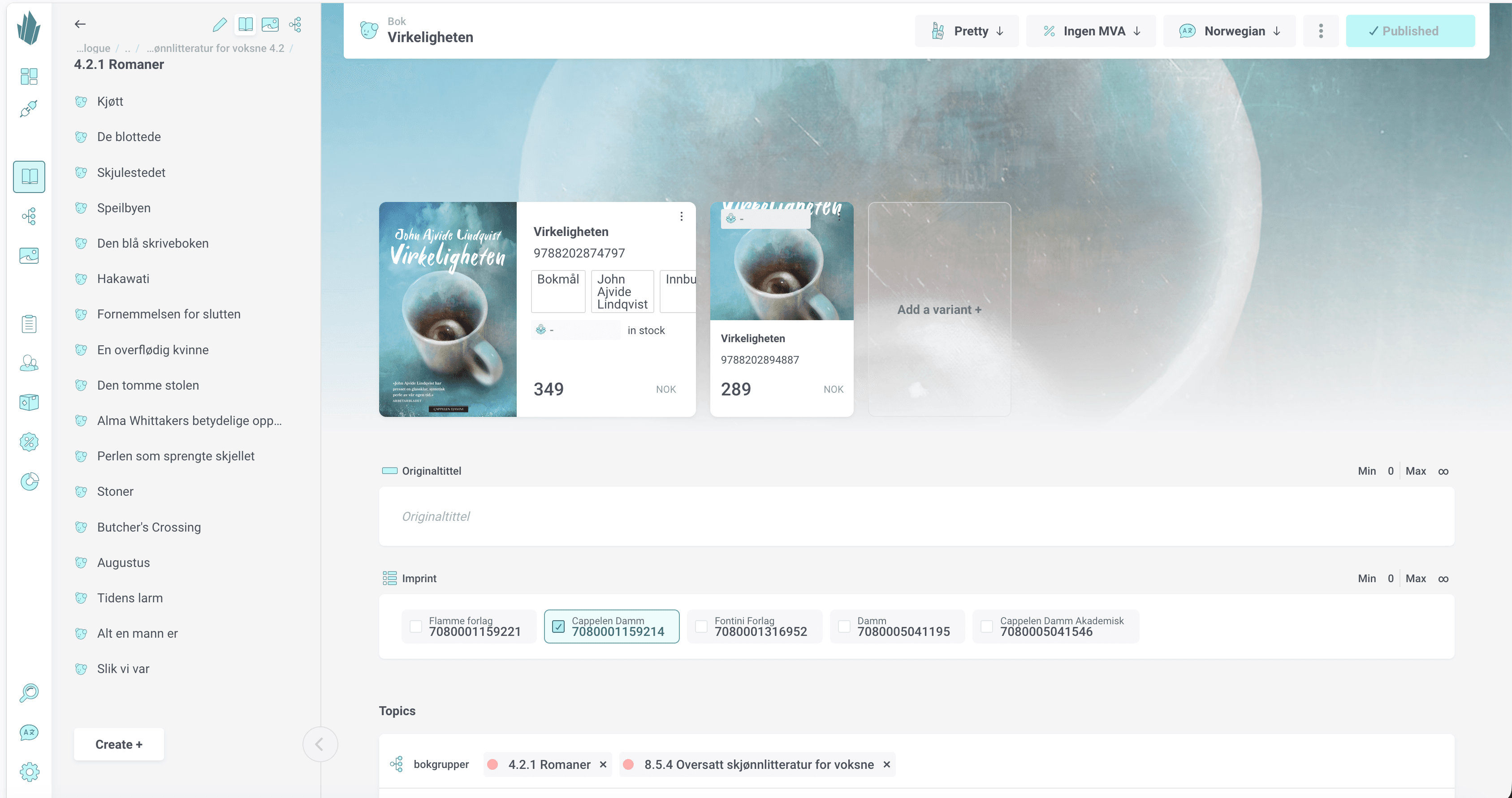 Crystallize — commerce platform with product variant management