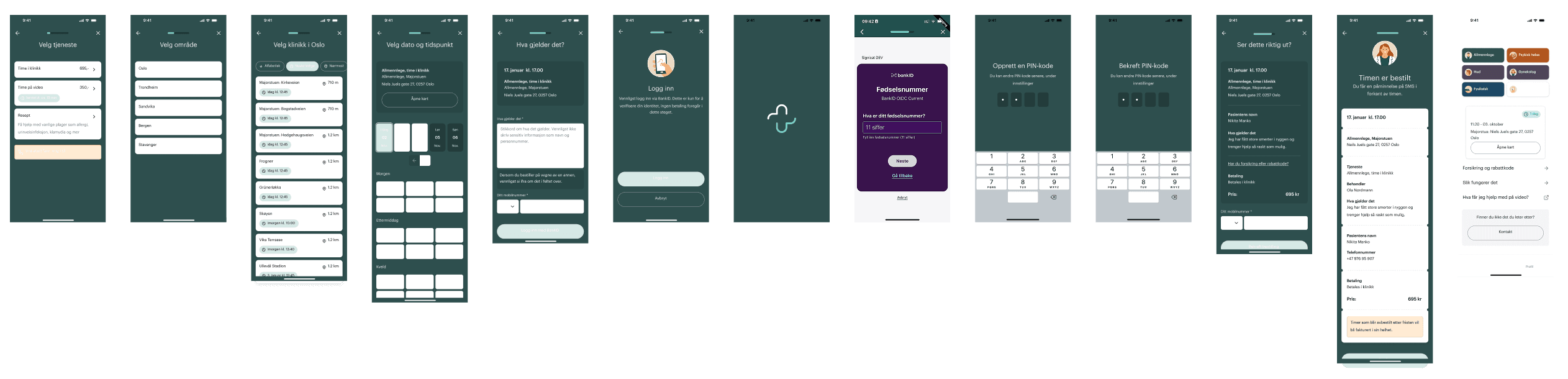 GP first appointment flow — full redesigned screen sequence from booking to confirmation