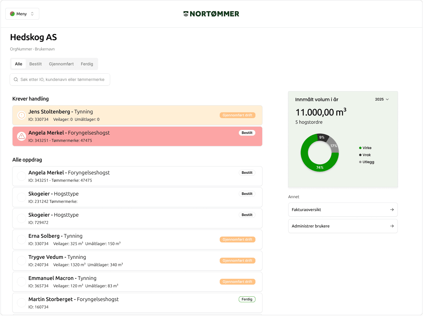 Contractor portal — assignment overview
